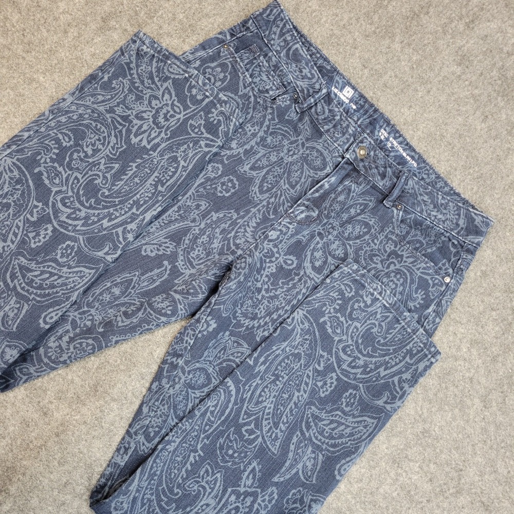 Liz Claiborne Jeans Womens 10 Blue Paisley Denim Stretch Y2K Streetwear Slim Leg